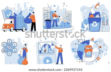 Waste management. Vector illustration. Recycle, sort, and separate to ensure proper waste management and resource recovery The segregation recyclable materials is crucial for efficient waste