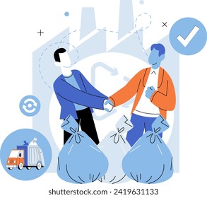 Waste management. Vector illustration. The separation waste stream enables effective waste management practices Segregation at source is fundamental to proper waste management Ecologically responsible