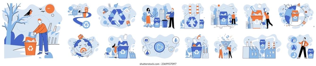 Waste management. Vector illustration. Sorting and separating recyclables is first step in waste management Segregation waste ensures recyclable materials are properly recycled The separation waste