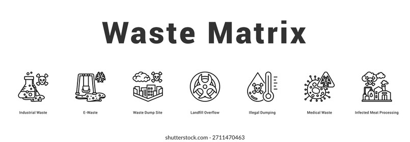 Waste Matrix Ilustración de Anuncio de Web moderno y limpio con íconos temáticos para la comunicación visual