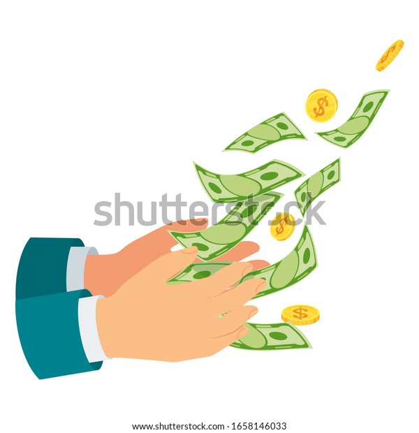 Waste of money\
flat vector concept. Money down the drain. Money into the pipe.\
Dollar bills flying out of hands in black hole. Concept of a\
careless waste of money bankruptcy,\
waste.