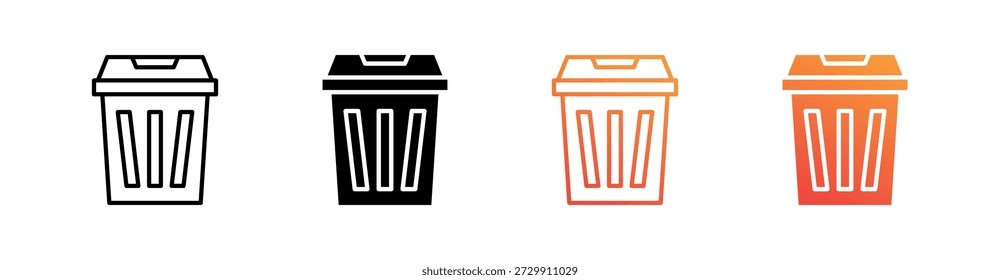 Waste Multiple Style Icon Set Vector