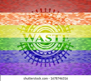 Waste on mosaic background with the colors of the LGBT flag