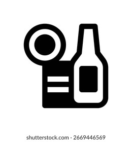 Residuos. Icono de Vector de trazo delineado con detalles rellenos de negro.