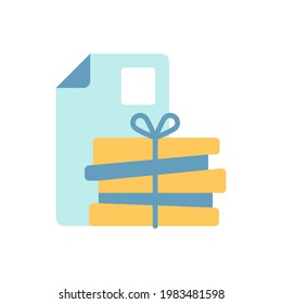 Waste paper vector flat color icon. Paper recycling. Paperboard, cardboard products. Turning waste into new products. Napkins, towels. Cartoon style clip art for mobile app. Isolated RGB illustration