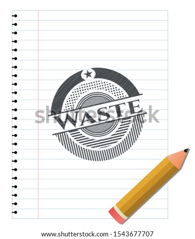Waste pencil emblem. Vector Illustration. Detailed.
