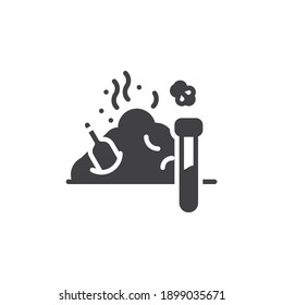 Waste pile and test tube vector icon. filled flat sign for mobile concept and web design. Pollution garbage waste glyph icon. Symbol, logo illustration. Vector graphics