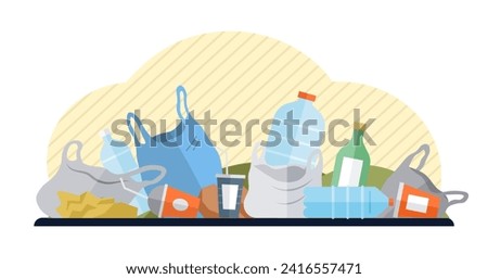Waste pollution vector illustration. The pollution and dirt resulting from waste mishandling harm both humans and environment Proper waste management is necessary to prevent contamination soil