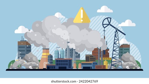 Waste pollution vector illustration. Environmental conservation is essential for tackling waste pollution and preserving natural resources Climate change is exacerbated by increasing levels waste