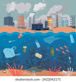Waste pollution vector illustration. Waste management is key to mitigating negative environmental impacts waste Ecological considerations should be integrated into waste management practices