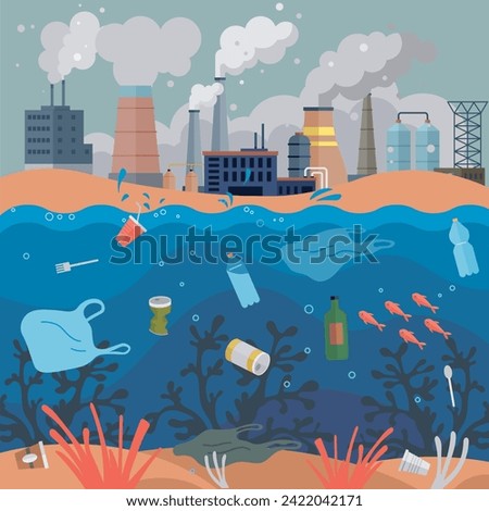 Waste pollution vector illustration. Waste management is key to mitigating negative environmental impacts waste Ecological considerations should be integrated into waste management practices