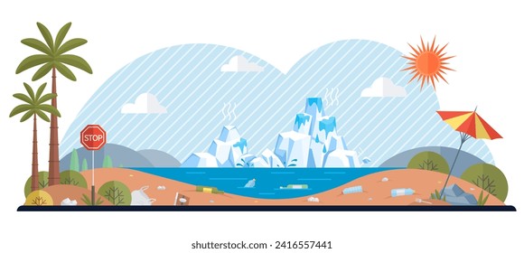 Waste pollution vector illustration. The poisoning wildlife due to waste contamination necessitates urgent action Recycling programs are essential for conserving resources and reducing waste