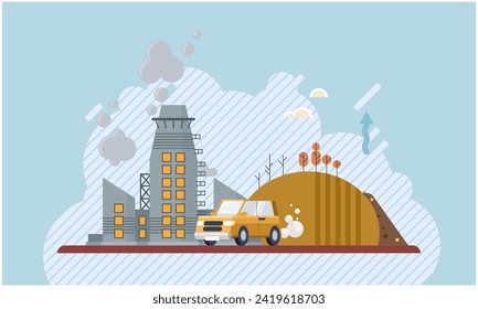 Waste pollution. Vector illustration. Social issues, such as poverty and inequality, intersect with waste pollution and its effects Waste management is key to mitigating negative environmental impacts