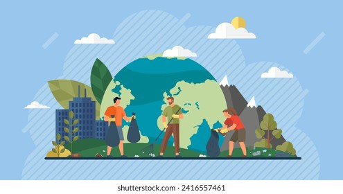 Waste pollution vector illustration. Zero waste initiatives play crucial role in minimizing waste generation and reducing pollution Waste reduction and recycling efforts contribute to environmental