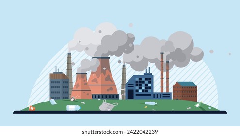 Waste pollution vector illustration. Zero waste initiatives aim to minimize waste generation and promote sustainable practices Environmental conservation is key to combating plastic pollution