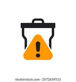 waste problem icon with trash bin, vector sign