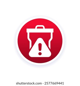 waste problem vector icon with trash bin