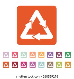 The waste processing icon. Bio symbol. Flat Vector illustration. Button Set
