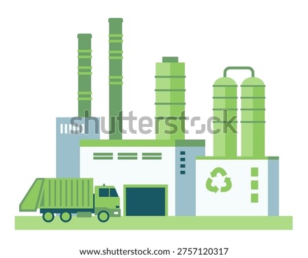 Waste processing plant. Green waste recycling plant. Technological process. Waste processing for energy production