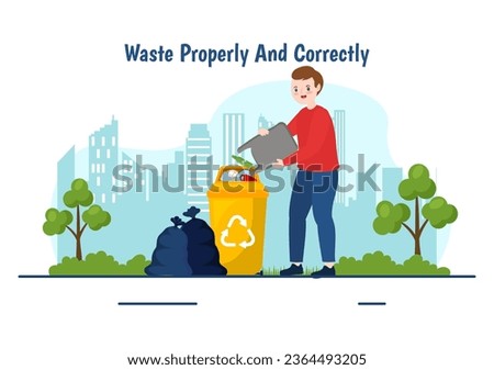 Waste Properly And Correctly Vector Illustration with Demonstration of Correct Garbage Sorting and Proper Disposal in Flat Cartoon Background Design