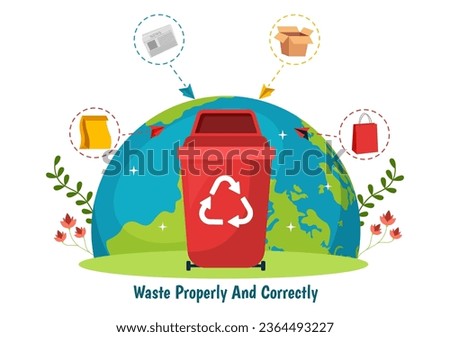 Waste Properly And Correctly Vector Illustration with Demonstration of Correct Garbage Sorting and Proper Disposal in Flat Cartoon Background Design