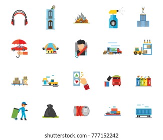 Waste and protection icon set