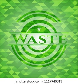 Waste realistic green mosaic emblem