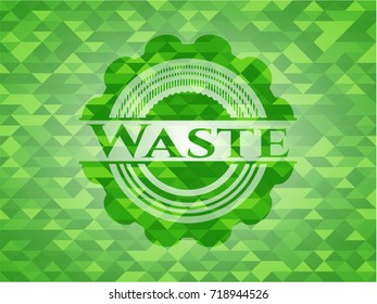 Waste realistic green mosaic emblem