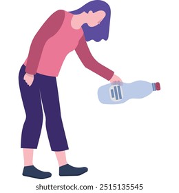 Waste recycle icon woman gathering trash vector