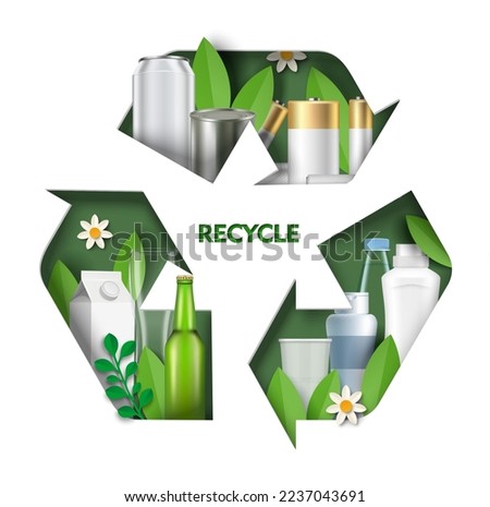 Waste recycle vector icon. Garbage reuse illustration. Environment and ecology protection and save from organic, plastic, glass and electric trash pollution. Refuse management