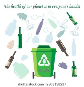 Reciclaje de desechos. Colección con tipos de ilustraciones ecológicas reciclables para el medio ambiente.