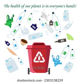 Abfallrecycling. Kollektion mit Typen von recycelbaren umweltfreundlichen Umwelt Vektorgrafik.