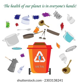Waste recycling. Collection with types of recyclable Eco-friendly environment vector illustration.