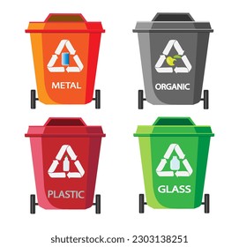 Waste recycling. Collection with types of recyclable Eco-friendly environment vector illustration.