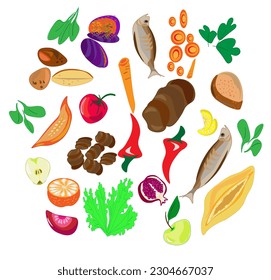Waste recycling. Collection with types of recyclable Eco-friendly environment vector illustration.