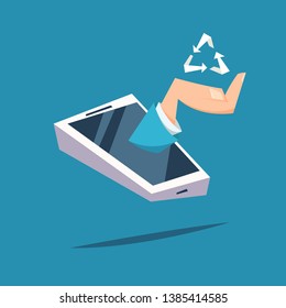 Waste recycling concept. Flat vector illustration in cartoon style.