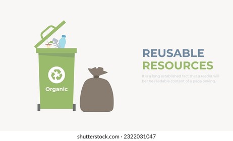 Waste recycling, garbage container. Recycling concept vector.