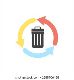 Waste recycling. Garbage sorting. Trash basket. Hand drawn vector illustration