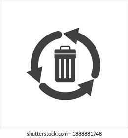 Reciclaje de desechos. Ordenación de la basura. Cesta de basura. Ilustración vectorial dibujada por mano