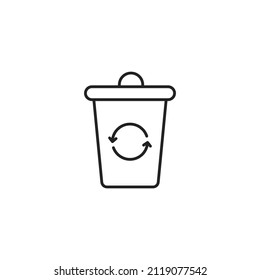 Waste recycling icon. Trash can symbol. High quality black vector illustration.