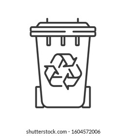 Waste recycling line black icon. Zero waste lifestyle. Environmental protection. Sign for web page, app. UI UX GUI design element. Editable stroke.