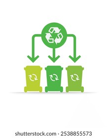 Waste recycling line color icon. Zero waste lifestyle. Garbage sorting: paper, glass, food. Eco friendly. Environmental protection. Sign for web page, app. UI UX GUI design element stock illustration