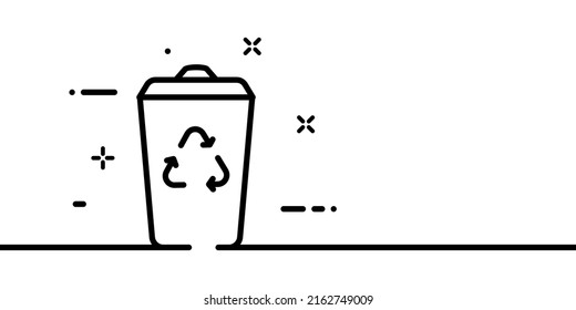 Waste recycling line icon. Trash can, circular arrow, eco, clean environment, recycled material. Ecology concept. One line style. Vector line icon for Business and Advertising.