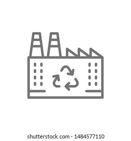 Waste Recycling Plant, Garbage Factory Line Icon.