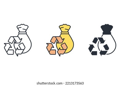 waste recycling thin line icons. Vector illustration isolated on white. Editable stroke