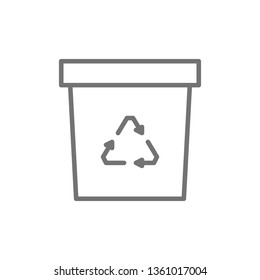 Waste recycling, trash can, garbage line icon.