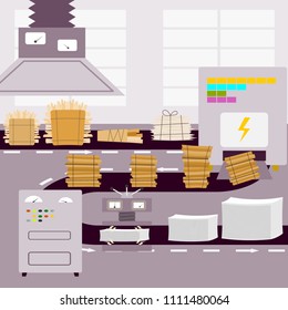 Waste recycling vector garbage process factory truck brought processing industry processed manufacturing production illustration.