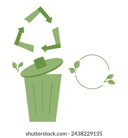 Waste recycling. Vector illustration in flat style with go green theme. Editable vector illustration.