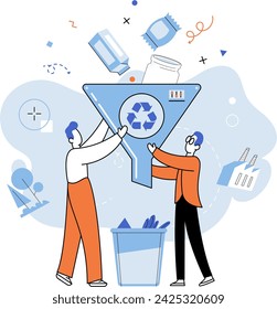 Waste recycling. Vector illustration. Waste recycling iseffective strategy for reducing landfill waste and pollution Recycling is key component sustainable living and environmental protection