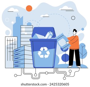 Waste recycling. Vector illustration. Recycling isessential tool in combating pollution and preserving our environment The eco-conscious movement encourages use recyclable and eco-friendly products